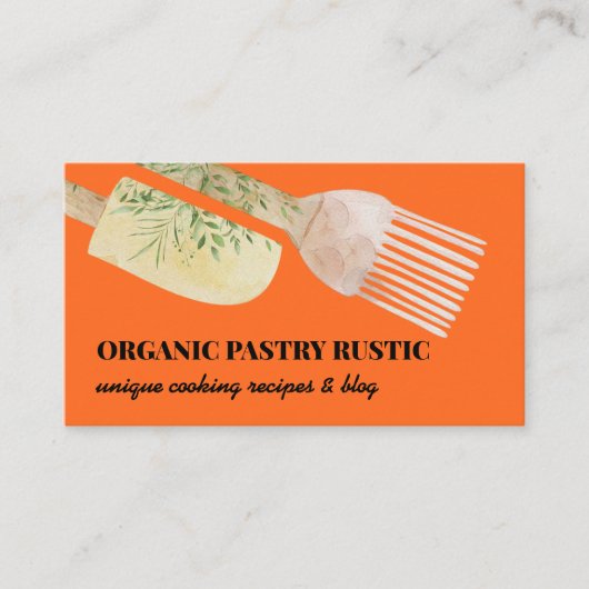Orange Pastel Illustration Konditorei Bäckerei Visitenkarte (Vorderseite)