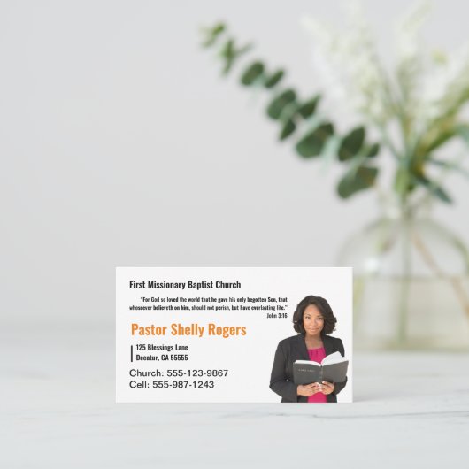 Orange Pastor oder Deacon Foto Kirche Santa Maria  Visitenkarte (Stehend Vorderseite)