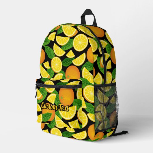 Orange Pattern Bedruckter Rucksack (Rückseitige Ecke Rechts)