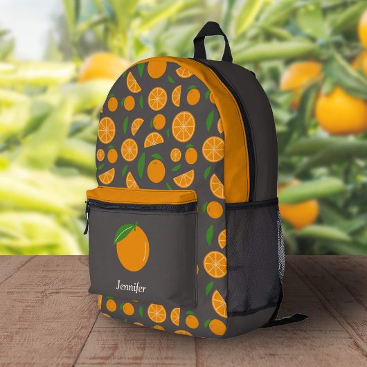 Orange Pattern Brown Backpack Bedruckter Rucksack