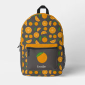 Orange Pattern Brown Backpack Bedruckter Rucksack (Vorderseite)