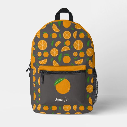Orange Pattern Brown Backpack Bedruckter Rucksack (Vorderseite)