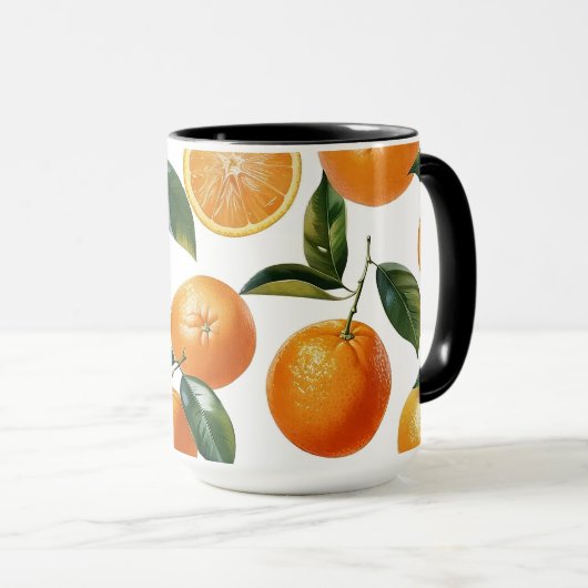 Orange Pattern Tasse (VorderseiteRechts)