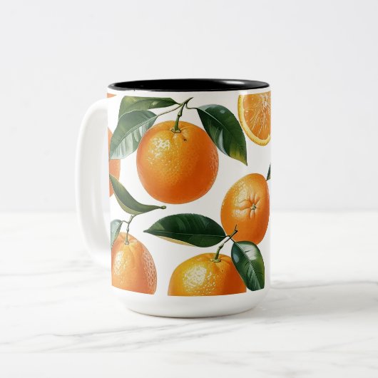 Orange Pattern Zweifarbige Tasse (Vorderseite Links)