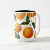 Orange Pattern Zweifarbige Tasse (VorderseiteRechts)