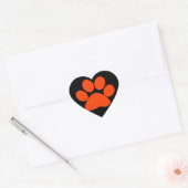 Orange Paw Print Herz-Aufkleber (Umschlag)