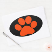 Orange Paw Print Ovaler Aufkleber (Umschlag)
