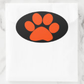 Orange Paw Print Ovaler Aufkleber (Tasche)