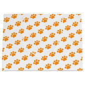 Orange Paw Print Pattern Große Geschenktüte (Vorderseite)