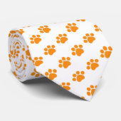 Orange Paw Print Pattern Krawatte (Gerollt)