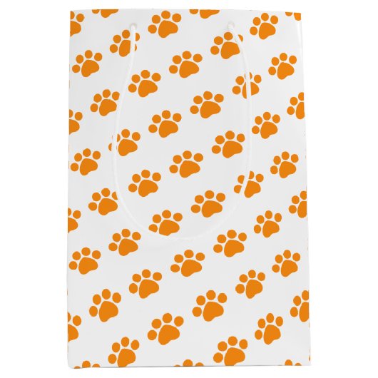 Orange Paw Print Pattern Mittlere Geschenktüte (Vorderseite)