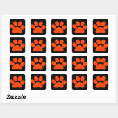 Orange Paw Print Quadratischer Aufkleber (Blatt)