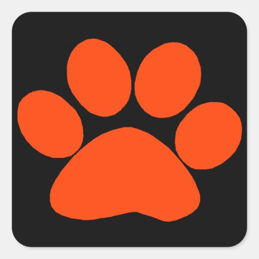 Orange Paw Print Quadratischer Aufkleber (Vorderseite)