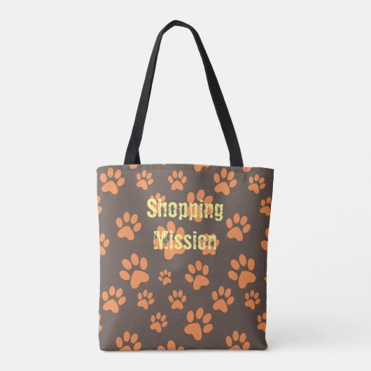 Orange Paw Print Totbeutel Tasche (Rückseite)