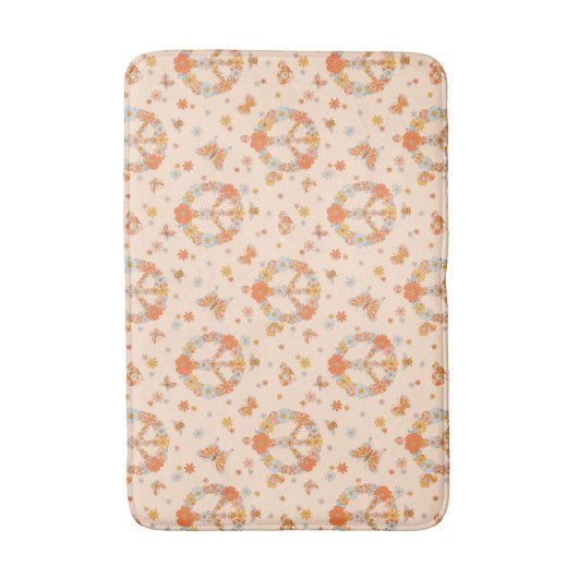 Orange Peace Floral Pattern Badematte (Vorderseite Vertikal)