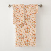 Orange Peace Floral Pattern Badhandtuch Set (Insitu)