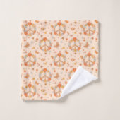 Orange Peace Floral Pattern Badhandtuch Set (Waschlappen)