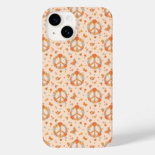 Orange Peace Floral Pattern Case-Mate iPhone Hülle (Rückseite)