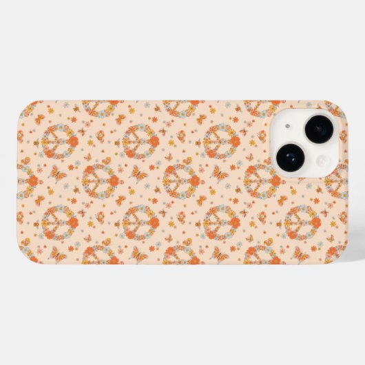 Orange Peace Floral Pattern Case-Mate iPhone Hülle (Rückseite (Horizontal))