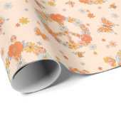 Orange Peace Floral Pattern Geschenkpapier (Rolleneckpunkt)