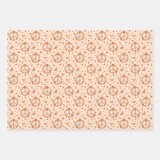 Orange Peace Floral Pattern Geschenkpapier Set (Vorderseite)