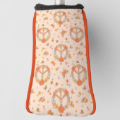 Orange Peace Floral Pattern Golf Headcover (Rotieren 90)