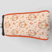 Orange Peace Floral Pattern Golf Headcover (Vorderseite)