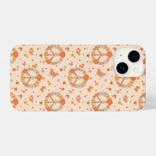 Orange Peace Floral Pattern iPhone Hülle (Rückseite (Horizontal))