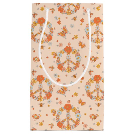 Orange Peace Floral Pattern Kleine Geschenktüte (Vorderseite)