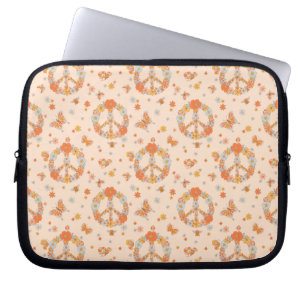 Orange Peace Floral Pattern Laptopschutzhülle