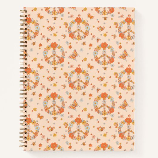 Orange Peace Floral Pattern Notizblock (Vorderseite)