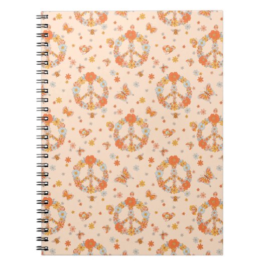 Orange Peace Floral Pattern Notizblock (Vorderseite)