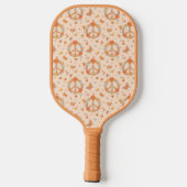 Orange Peace Floral Pattern Pickleball Schläger (Rückseite)