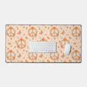 Orange Peace Floral Pattern Schreibtischunterlage (Tastatur & Maus)