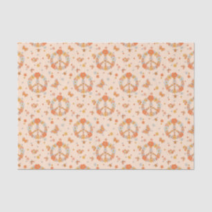 Orange Peace Floral Pattern Seidenpapier