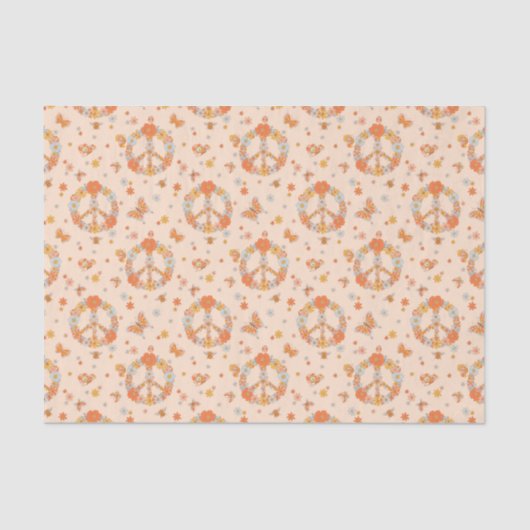 Orange Peace Floral Pattern Seidenpapier (Vorderseite)