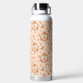 Orange Peace Floral Pattern Trinkflasche (Rückseite)