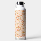 Orange Peace Floral Pattern Trinkflasche (Vorderseite)