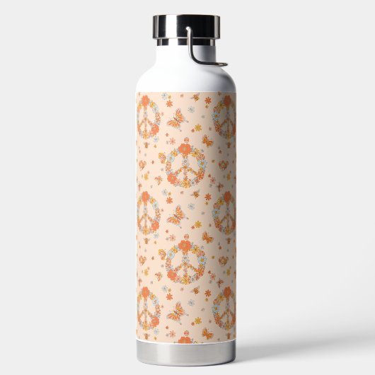 Orange Peace Floral Pattern Trinkflasche (links)