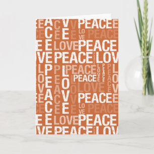 Orange Peace Love Typografie Feiertagskarte