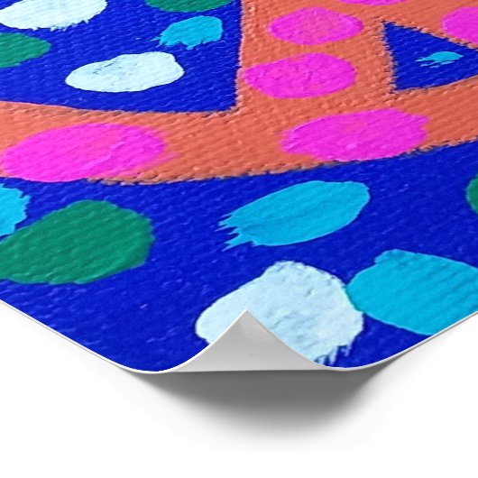 Orange Peace Sign auf Blue Poster (Ecke)