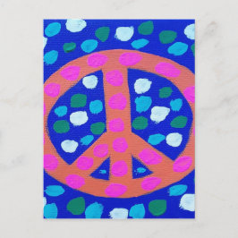 Orange Peace Sign auf Blue Postkarte