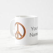 Orange Peace Sign Kaffeetasse (Vorderseite Links)