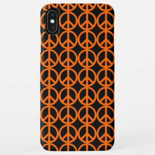 Orange Peace Sign Pattern iPhone XS Max Hülle