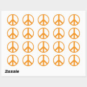 Orange Peace Sign Runder Aufkleber (Blatt)
