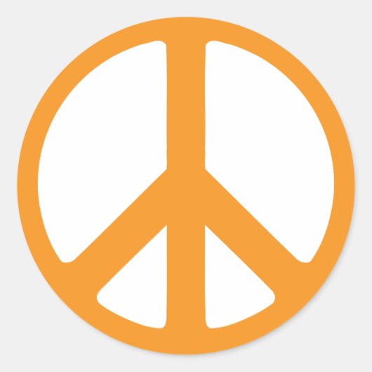 Orange Peace Sign Runder Aufkleber (Vorderseite)