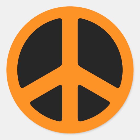 Orange Peace Sign Runder Aufkleber (Vorderseite)