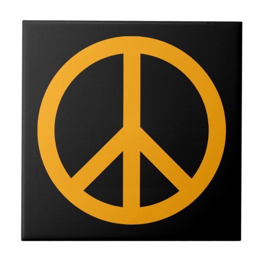 Orange Peace Symbol Fliese (Vorderseite)