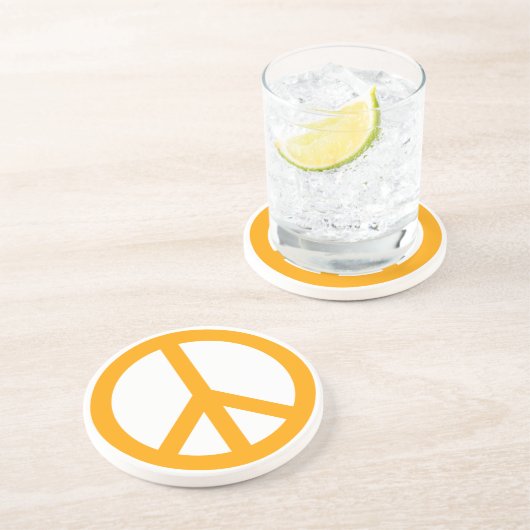 Orange Peace Symbol Getränkeuntersetzer (Seite)
