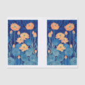 Orange Peach Blume & Aquamarin Decoupage L&R 154 Seidenpapier (Vorderseite)